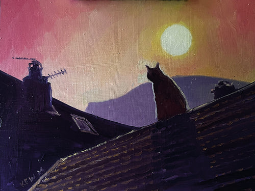 Cat on a hot roof - Oil on board