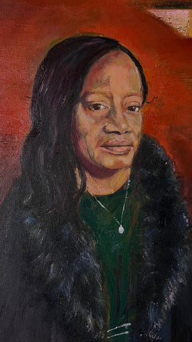 Lois in coat - oil on canvas