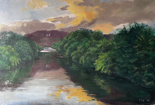 View from Iron bridge - Oil on board