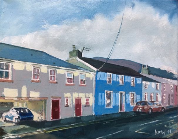 Original oil painting of where the famous 'Arthur's Hardware Shop' once stood in Cardiff Road, Taff's Well